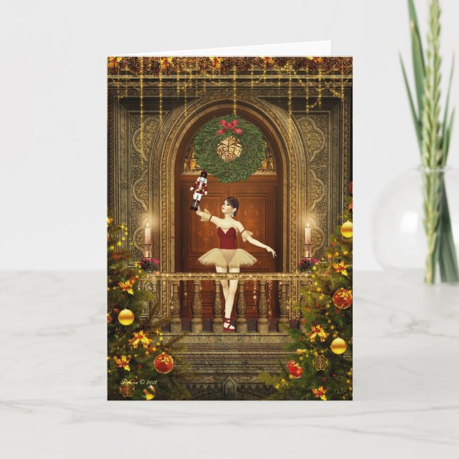 Cartes Pour Fêtes Annuelles Noël blanc Ballerina et Nutcracker (Devant)