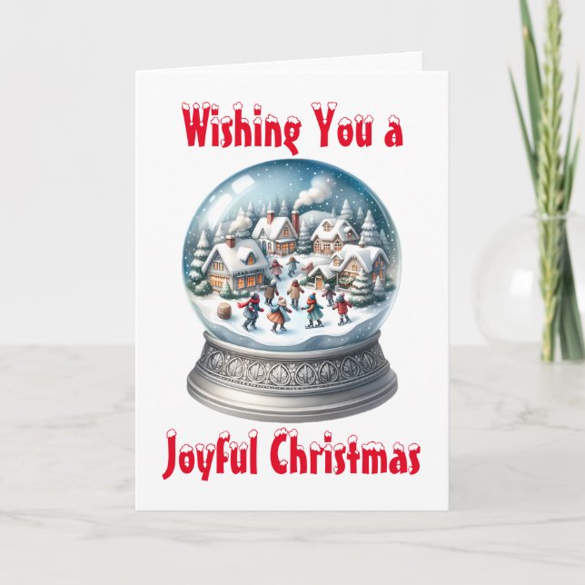 Cartes Pour Fêtes Annuelles Noël blanc du Globe des neiges (Devant)