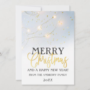 Cartes Pour Fêtes Annuelles Noel blanc Gold Star Confetti brillant