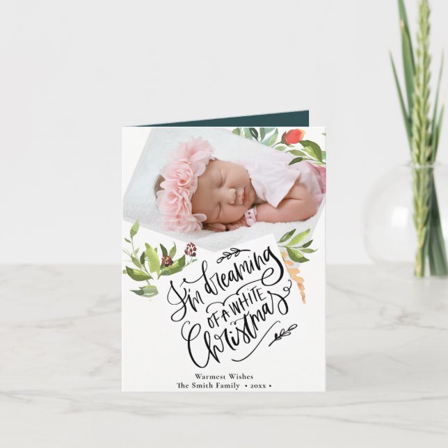 Cartes Pour Fêtes Annuelles Noël blanc | Pliage aquarelle (Devant)