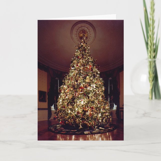 Cartes Pour Fêtes Annuelles Noël bleu de pièce la Maison Blanche (Devant)