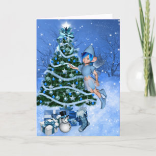 Cartes Pour Fêtes Annuelles Noël bleu, fée d'imaginaire