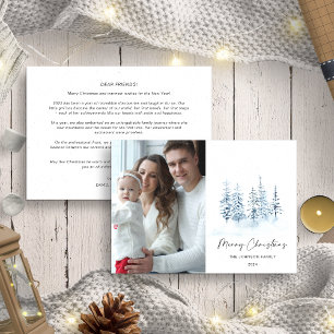 Cartes Pour Fêtes Annuelles Noël Bleu hiver Mise à jour annuelle de la famille
