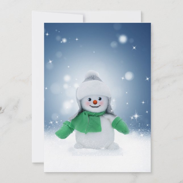 Cartes Pour Fêtes Annuelles Noël bonhomme de neige SlipperyJoe foulard vert m (Devant)