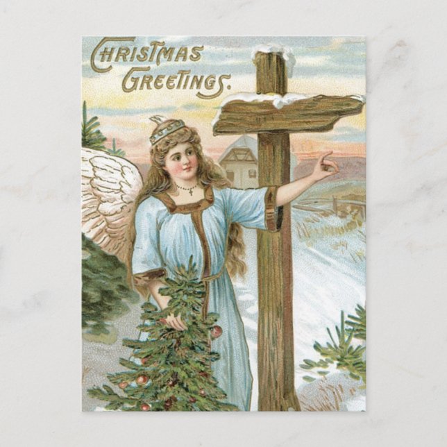 Cartes Pour Fêtes Annuelles Noël Bonjour Angel (Devant)