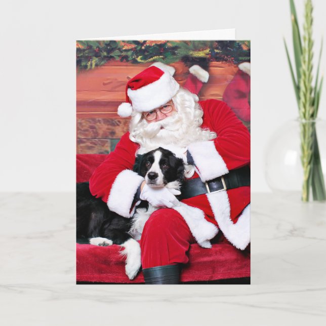 Cartes Pour Fêtes Annuelles Noël - Bordure Collie - Retourner (Devant)