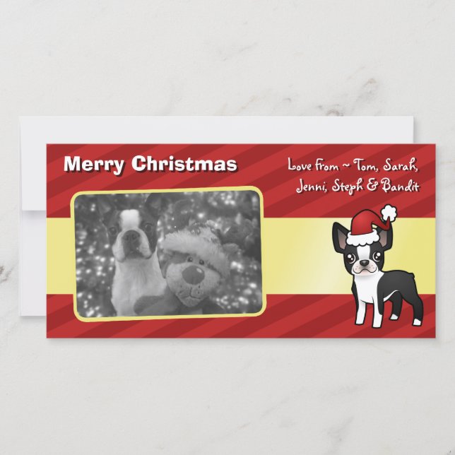 Cartes Pour Fêtes Annuelles Noël Boston Terrier (Devant)