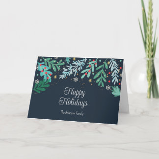 Cartes Pour Fêtes Annuelles Noël botanique dessiné à la main 