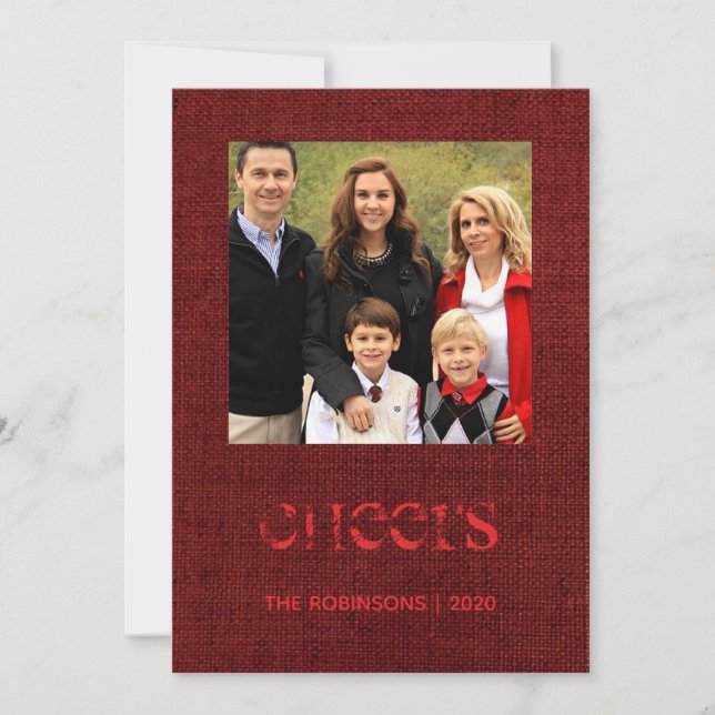 Cartes Pour Fêtes Annuelles Noël Bourgogne Burlap Snowflakes Photo famille (Devant)