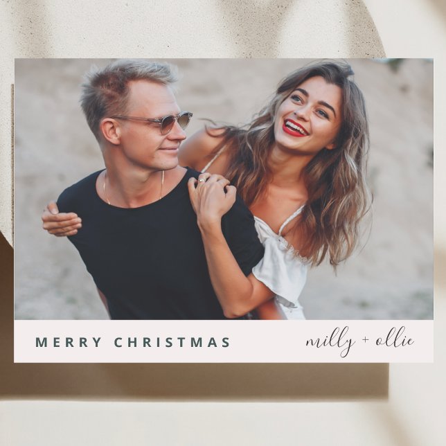 Cartes Pour Fêtes Annuelles Noël branché | Photo moderne élégante en couple (A simple, elegant Christmas photo card with modern typography and timeless minimalist charm.)