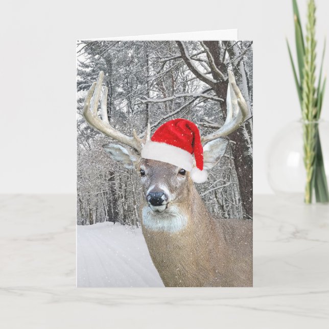 Cartes Pour Fêtes Annuelles Noël Buck dans les flocons de neige (Devant)