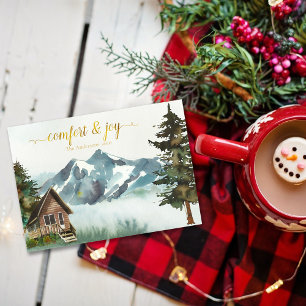 Cartes Pour Fêtes Annuelles Noël Cabine de la montagne rustique