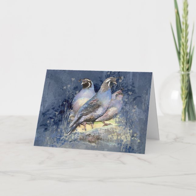 Cartes Pour Fêtes Annuelles Noël Californie Quail Bird Nature Art (Devant)