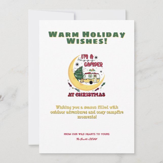 Cartes Pour Fêtes Annuelles Noël Camper Moon Camping Extérieur Aventure (Devant)