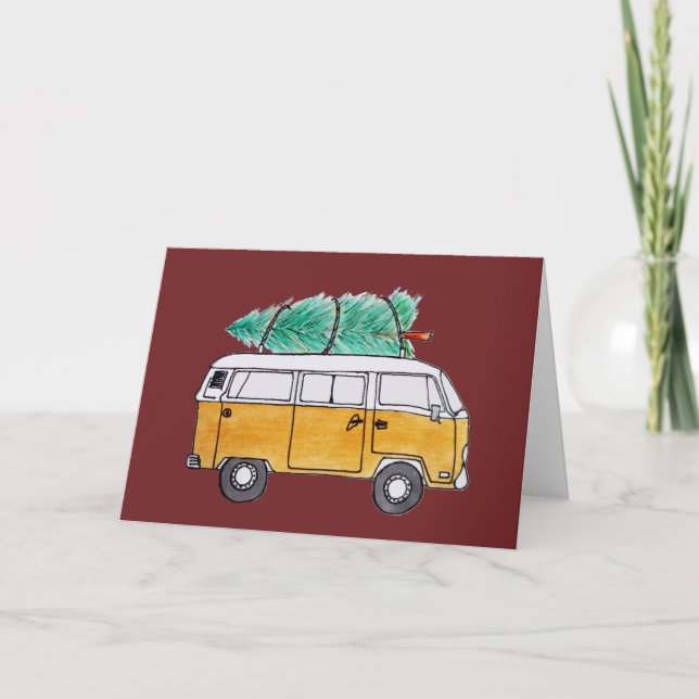 Cartes Pour Fêtes Annuelles Noël Campervan (Devant)
