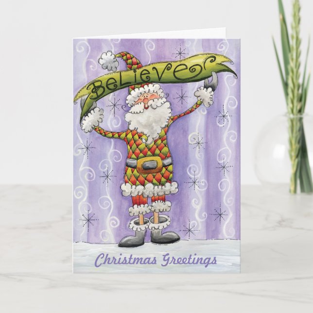 Cartes Pour Fêtes Annuelles Noël Caricature mignonne, je crois en Père Noël (Devant)