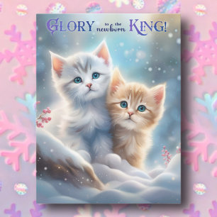 Cartes Pour Fêtes Annuelles Noël Carol Kittens mignon animal chrétien