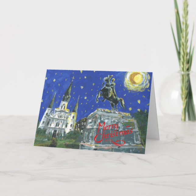 Cartes Pour Fêtes Annuelles Noël carré de Jackson de nuit étoilée Joyeux (Devant)