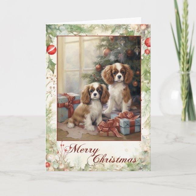 Cartes Pour Fêtes Annuelles Noël Cavalier King Charles Victorien (Devant)