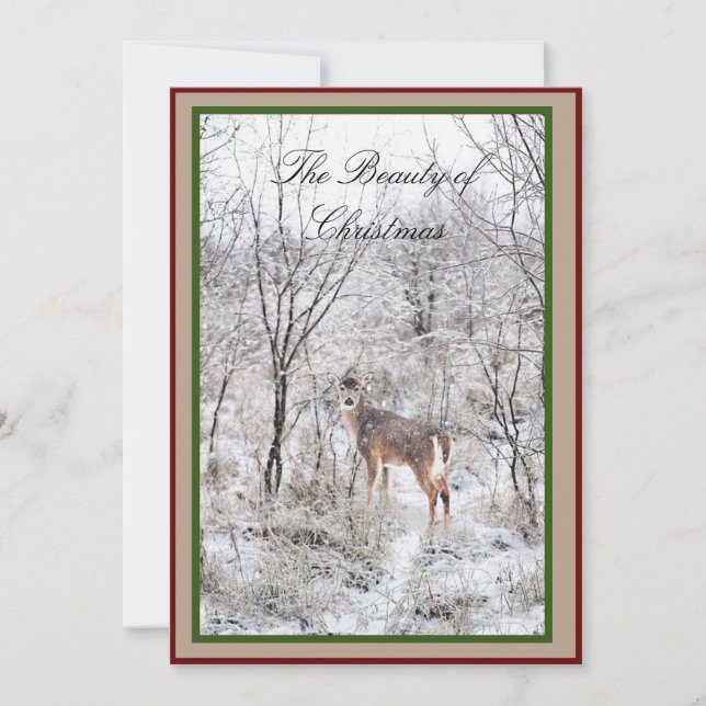 Cartes Pour Fêtes Annuelles Noël Cerf Scène d'hiver Script Vacances Nom (Devant)