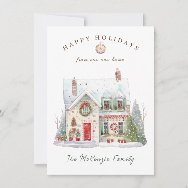 Cartes Pour Fêtes Annuelles Noël Changer d'adresse Nouveau Accueil (Devant)