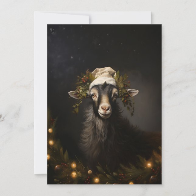 Cartes Pour Fêtes Annuelles Noël Chèvre Lumière de Noël (Devant)