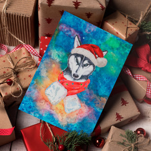 Cartes Pour Fêtes Annuelles Noël Chien de Race Husky Sibérien
