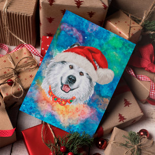Cartes Pour Fêtes Annuelles Noël Chien de Race Malamute d'Alaska
