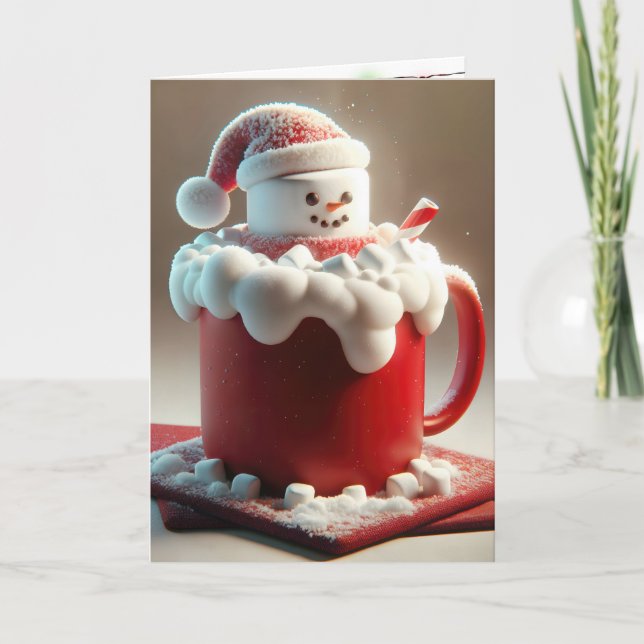 Cartes Pour Fêtes Annuelles Noël Chocolat Chaud Snowman (Devant)
