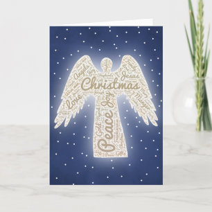 Cartes Pour Fêtes Annuelles Noël chrétien avec angel de typographie