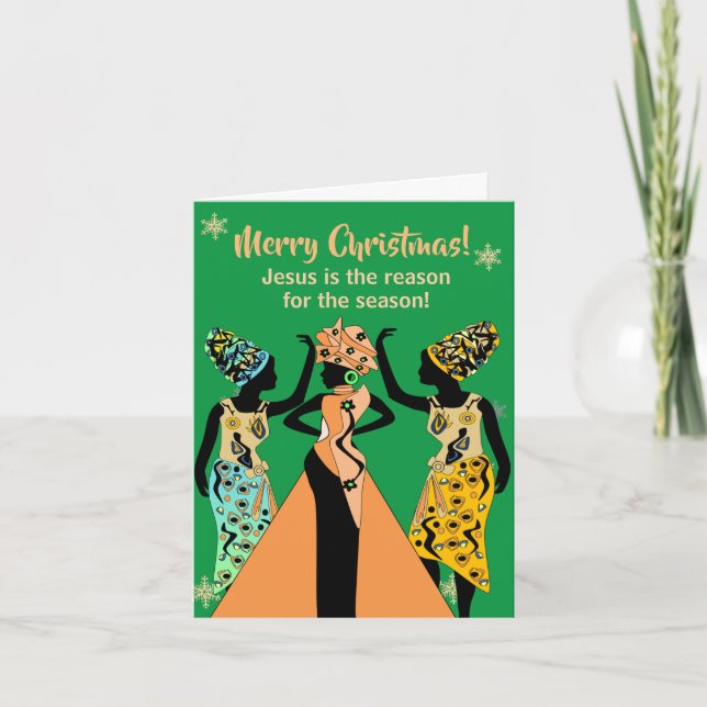 Cartes Pour Fêtes Annuelles Noël chrétien inspiré par l'Amérique africaine (Devant)