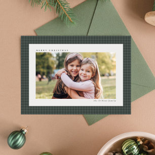 Cartes Pour Fêtes Annuelles Noël classique à carreaux photo verte