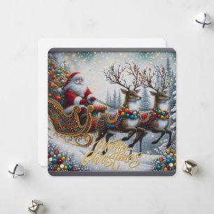 Cartes Pour Fêtes Annuelles Noël classique/Vintage Père Noël & rennes