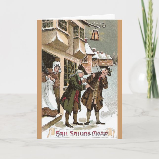 Cartes Pour Fêtes Annuelles Noël colonial dans Towne d'antan (Devant)