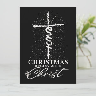 Cartes Pour Fêtes Annuelles Noël Commence avec Jésus-Christ Croix Chrétien 