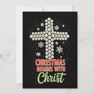 Cartes Pour Fêtes Annuelles Noël Commence Avec Le Christ Chrétien Neige Xmas