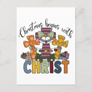 Cartes Pour Fêtes Annuelles Noël commence avec le Christ Jésus Dieu laid Noël 