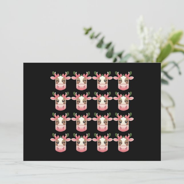 Cartes Pour Fêtes Annuelles Noël Coquette vache Highland Ouest Noël (Debout devant)