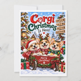 Cartes Pour Fêtes Annuelles Noël Corgi Drôle Est Arrivé