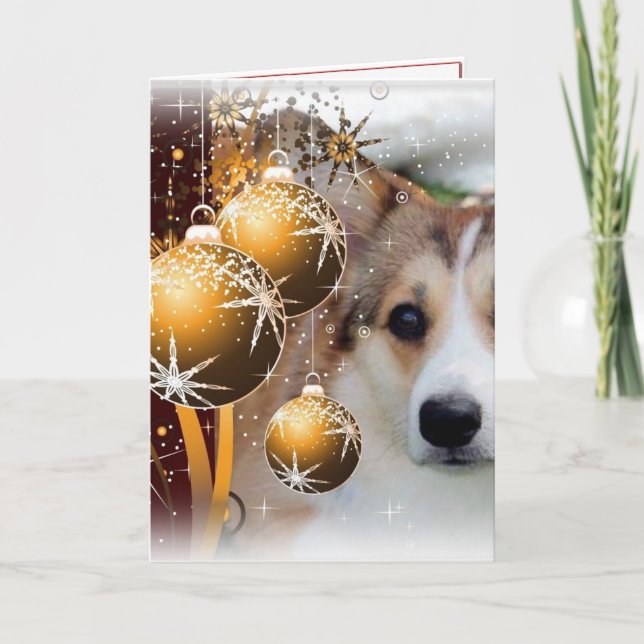 Cartes Pour Fêtes Annuelles Noël Corgi Sable (Devant)
