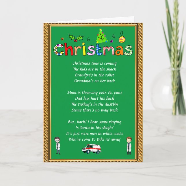 Cartes Pour Fêtes Annuelles Noël couplet drôle (Devant)
