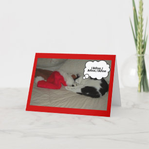 Cartes Pour Fêtes Annuelles Noël Croire Kitten noir et blanc