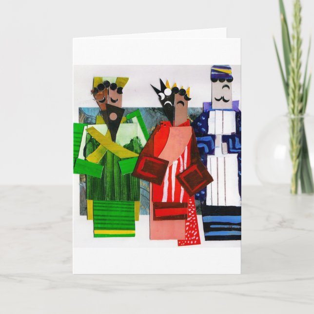 Cartes Pour Fêtes Annuelles Noël Cubiste 3 Mages (Devant)