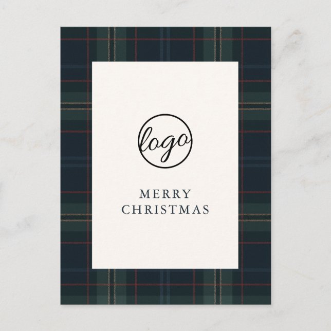 Cartes Pour Fêtes Annuelles Noël d'affaires bleu marine et vert (Devant)