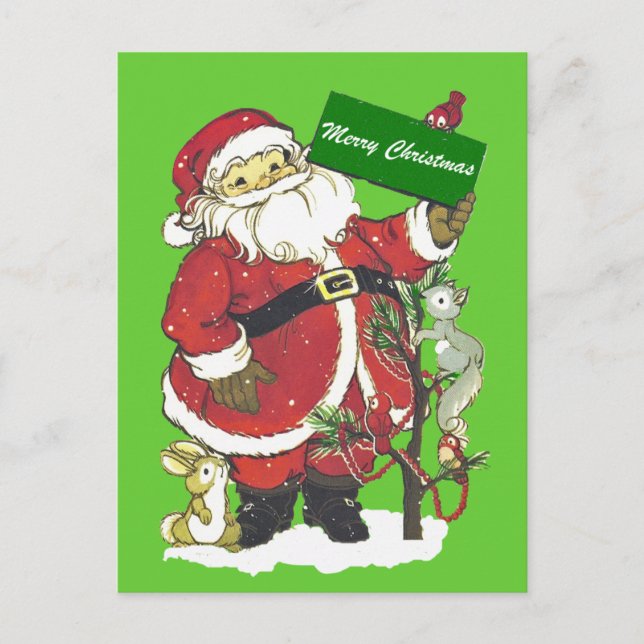Cartes Pour Fêtes Annuelles Noël d'animaux mignons du père noël Joyeux (Devant)
