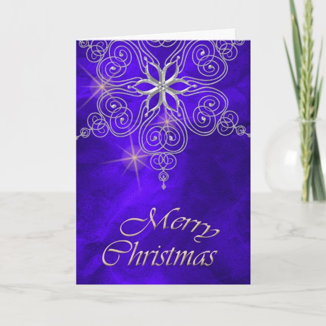 Cartes Pour Fêtes Annuelles Noël d'anniversaire de l'étoile bleue et or (Devant)