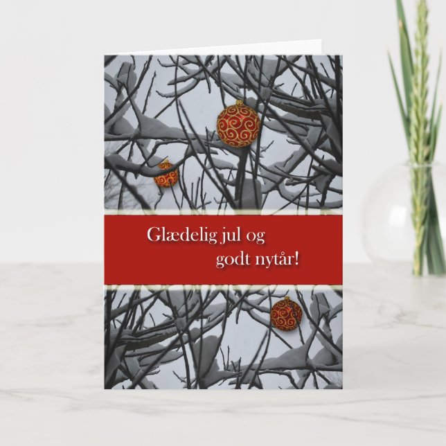 Cartes Pour Fêtes Annuelles Noël danois, ornements en neige (Devant)