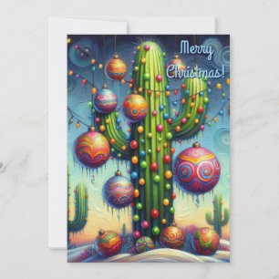 Cartes Pour Fêtes Annuelles Noël dans le désert Sud-Ouest Saguaro Cactus