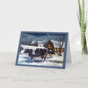 Cartes Pour Fêtes Annuelles Noël dans le pays, Peinture de vaches Hostein