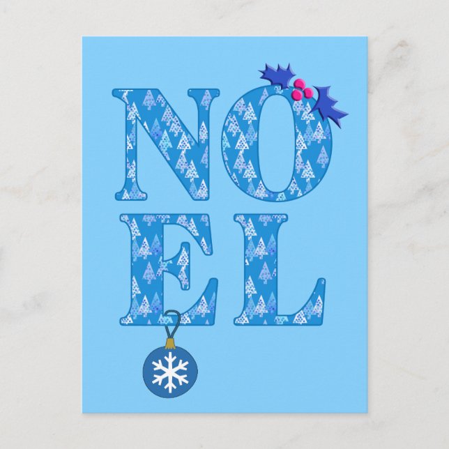 Cartes Pour Fêtes Annuelles NOEL dans un Motif d'arbre de Noël bleu (Devant)
